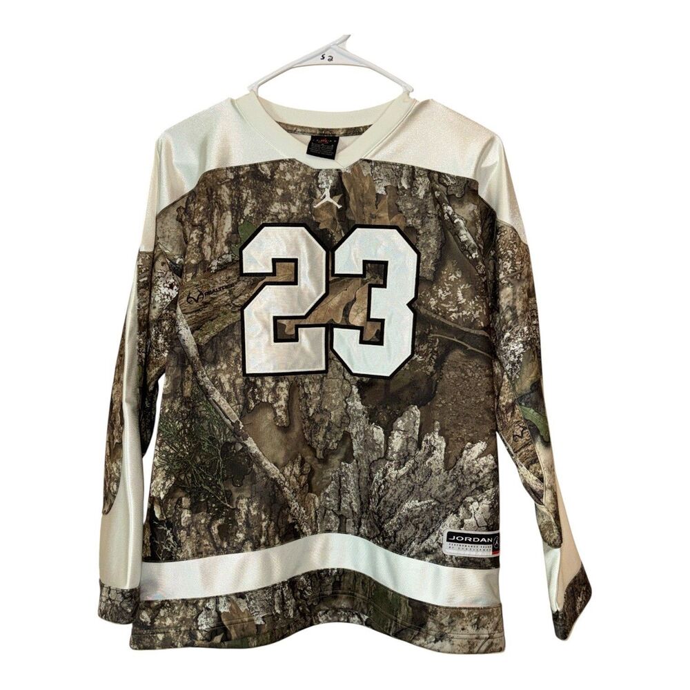 JORDAN x REALTREE Boy’s MVP Hockey Jersey Top Camo Relaxed Fit Size L 12-13 YRS